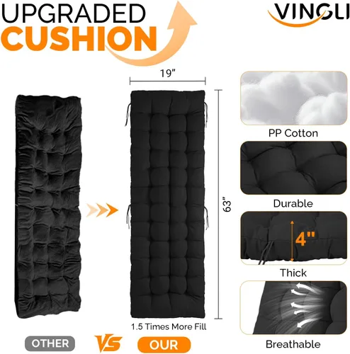 Miniatura 3 de VINGLI Silla Acolchada de Gravedad Cero, Silla de Salón con Cojín y Bandeja Removibles, Sillas Plegables Reclinables para Patio, Silla Reclinable