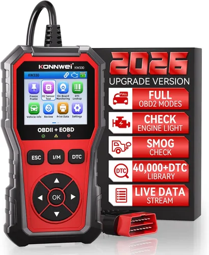 KONNWEI Herramienta de diagnóstico del escáner OBD2 KW330, lector de código del motor con prueba de voltaje de la batería, corriente de datos en
