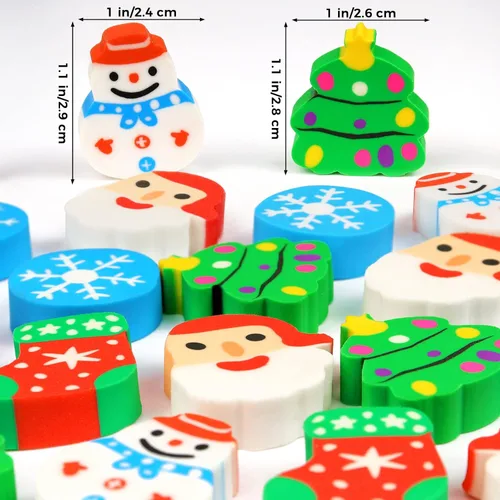 Miniatura 2 de Borradores de Navidad para niños a granel, árbol de Navidad, Papá Noel, muñeco de nieve, copo de nieve, surtido, borrador de gran novedad, mascotas