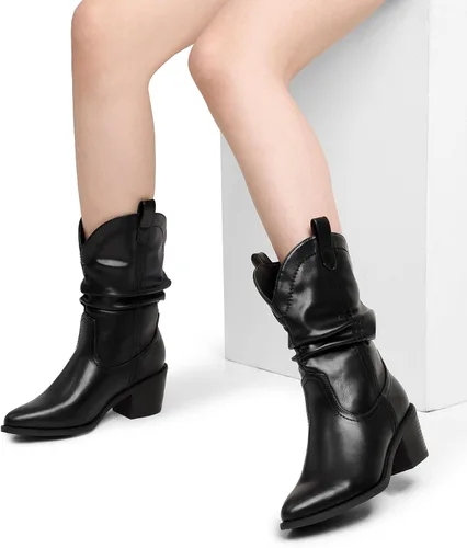 Miniatura 6 de DREAM PAIRS Botas vaqueras occidentales para mujer, botas vaqueras de media pantorrilla sin cierre
