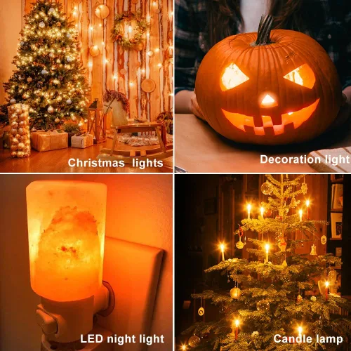 Miniatura 7 de Bombilla LED de noche, bombillas LED de repuesto para luces de Navidad, bombillas LED inastillables e impermeables, base de candelabro E12, 0.6 W C7