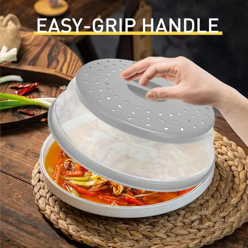 Miniatura 3 de CasaCulina Paquete de 2 cubiertas plegables para salpicaduras de microondas, tapa de microondas ventilada con agujero de gancho, protector