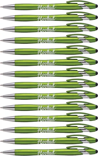 Miniatura 13 de ExpressDesigns™ - Bolígrafo Beemer con punta de lápiz capacitivo, tinta de escritura negra personalizada impresa con nombre o mensaje, 14