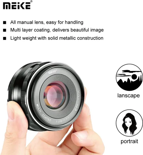Miniatura 5 de Meike Lente APSC de enfoque manual de gran apertura de 1.378 in f1.7 compatible con cámara sin espejo Fujifilm X Mount X-T3 X-H1 X-Pro2 X-E3 X-T1