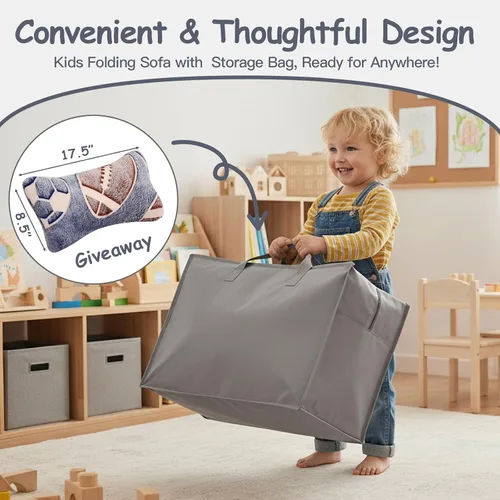 Miniatura 4 de Tiita Colchón de Piso Plegable para Sofá Cama para Niños, Colchoneta de Siesta de Piso Plegable Lavable para Niños Pequeños, Sofá Futón Plegable
