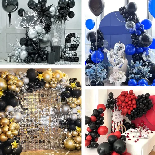 Miniatura 5 de FOTIOMRG - Globos negros de 12 pulgadas, paquete de 50 globos de fiesta negros de buena calidad para cumpleaños, graduación, baby shower, Halloween