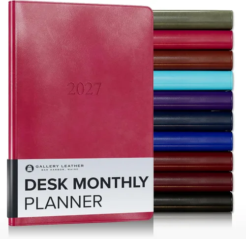 Miniatura 17 de Gallery Leather Agenda Mensual Grande 2025-2026, Elegantemente Encuadernada Planificador de Calendario y Cuaderno con Elegantes Bordes Dorados, 18