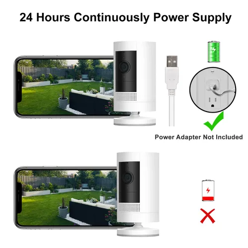Miniatura 6 de Cable de carga de alimentación compatible con la batería de la cámara Stick Up y la batería de la cámara Spotlight, cable de carga de 10 pies