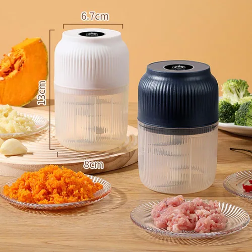 Miniatura 9 de Picadora eléctrica de ajo de capacidad de 10.1 fl oz, mini cortador de verduras portátil, 4 cuchillas afiladas de acero inoxidable, mini picadora