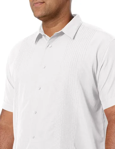 Miniatura 3 de Cubavera Men's Striped Panel Dobby Short Sleeve Button-Down Shirt (Size Small-5x Big & Tall)