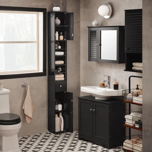 Miniatura 2 de Haotian - Gabinete estrecho de almacenamiento para baño, organizadores altos y delgados para baño y almacenamiento para espacios pequeños, gabinete