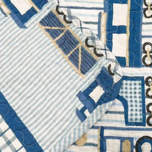 Miniatura 3 de ABREEZE Colcha de colcha para niños, niñas y niños, regalo de cama 100% algodón natural, 43 x 51 pulgadas, tren azul