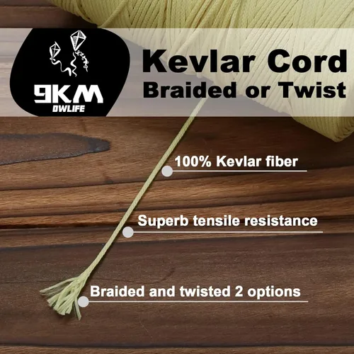Miniatura 3 de 9KM DWLIFE Cuerda de cometa de Kevlar, 150 libras, 1000 pies, línea de Kevlar trenzada, baja elasticidad, alta resistencia, resistente, cable