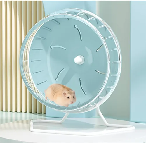 Miniatura 11 de MANON ROSA Rueda de hámster súper silenciosa y silenciosa con soporte ajustable para chinchillas jerbos ratones animales pequeños (M