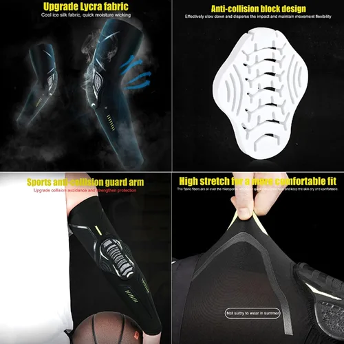 Miniatura 4 de Wonzone Coderas para hombre, mangas para brazos, protección UV, deportes, baloncesto, tirador, mangas de compresión de enfriamiento