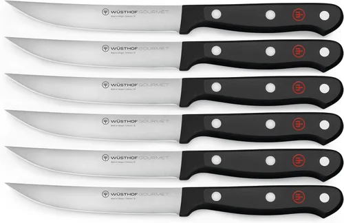 WÜSTHOF Gourmet - Juego de cuchillos para carne, 6 piezas, color negro