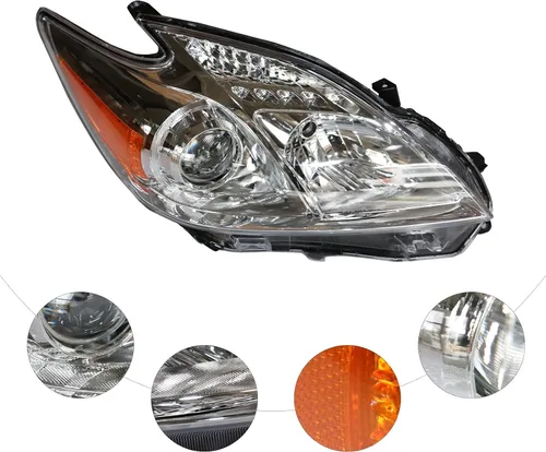 Miniatura 3 de Conjunto de faros delanteros para Toyota Prius 2012-2015 Halógeno Faro derecho de reemplazo del lado del pasajero, lente transparente de carcasa