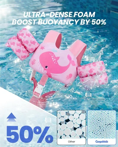 Miniatura 5 de Gogokids 2-in-1 Toddler Swim Vest Pool Floaties for Kids[CPC Certified & Remove Crotch Strap]Puddle Float Jumper 24-66 Pounds, Toddler Arm Floaties
