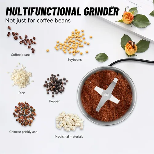 Miniatura 7 de Molinillo de especias portátil para granos de café, especias y semillas, molinillo eléctrico con cuchillas de acero inoxidable para uso doméstico