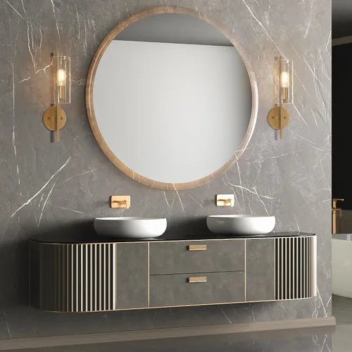 Miniatura 5 de KSANA Lámpara de pared de 1 luz, moderna lámpara dorada montada en la pared, iluminación de baño de vidrio sembrado para dormitorio, pasillo