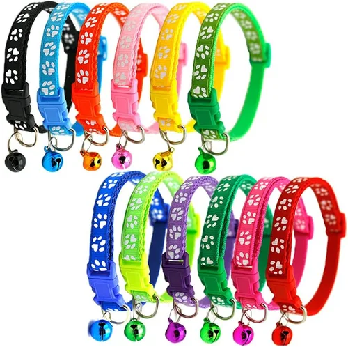 Love Dream Collares de identificación para cachorros, 12 collares ajustables con campana para cachorros recién nacidos y gatitos, fácil de