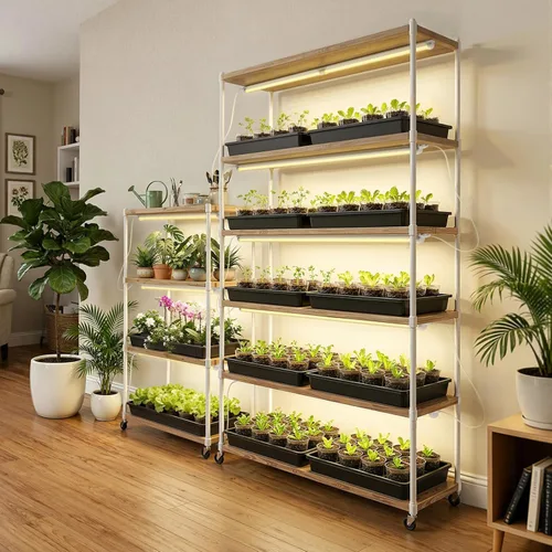 Miniatura 9 de Barrina Luz de crecimiento T8, 252 W (6 x 42 W, equivalente a 1400 W), espectro completo, tiras de luz LED de crecimiento, lámpara de cultivo
