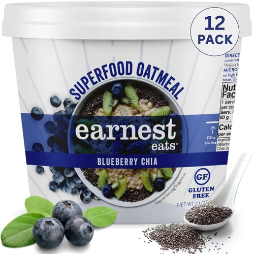 Miniatura 16 de Earnest Eats Superfood - Tazas de avena – Lino de almendras y arándanos – 0.27 oz de proteína vegetal, sin gluten, vegano, desayuno sobre la marcha
