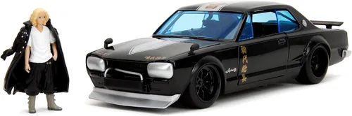Jada Tokyo Revengers 1:24 1971 Nissan Skyline GT-R - Coche fundido a presión y figura de Mikey de 2.75 pulgadas, juguetes para niños y adultos