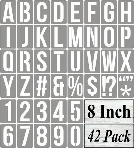Miniatura 10 de Plantillas de letras del alfabeto de 12 pulgadas para pintar, paquete de 42 plantillas de letras y números con letreros para pintar sobre madera
