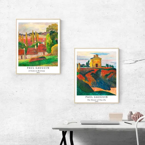 Miniatura 5 de Berkin Arts Juego de 4 impresiones artísticas de arte giclée sin marco, arte de paisaje de 8 x 10 pulgadas, decoración escolar, rústico, natural