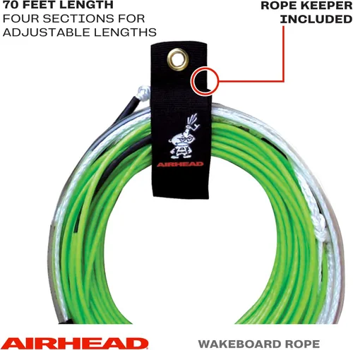 Miniatura 2 de Airhead Dyneema Wakeboard Rope and Handle, No Stretch Tow Rope with EVA Grip, Multi Section Water Ski Wakeboarding Line for Boat Towables, 1,700 lb