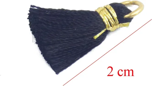 Miniatura 5 de 50 piezas de 0.8 pulgadas (0.8 in) mini borla suave hecha a mano de hilo sedoso con anillo de salto dorado dorado para mujer, aretes para hacer