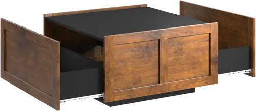 Miniatura 6 de HedoAjim - Mesa de centro de granja con 2 cajones de almacenamiento para sala de estar, mesa cuadrada central moderna, mesa de cóctel contemporánea