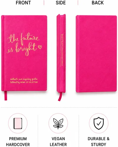 Miniatura 2 de WORLD TRAVELER Cuaderno inspirador de tapa dura, diario de citas para mujer, cuaderno plano de piel sintética "The Future is Bright", colección