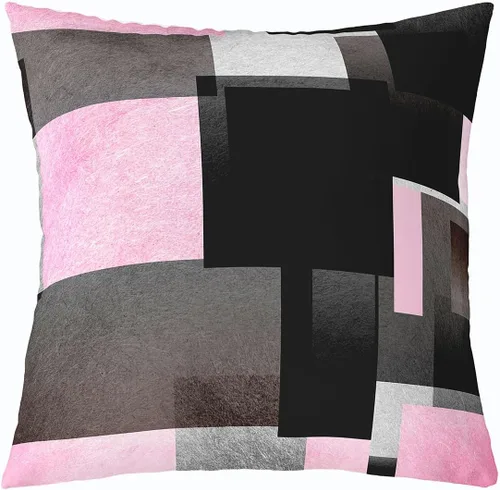 Miniatura 27 de Feelyou Juego de 4 fundas de almohada geométricas reversibles para exteriores de 16 x 16 pulgadas, diseño geométrico de rayas negras y grises, juego