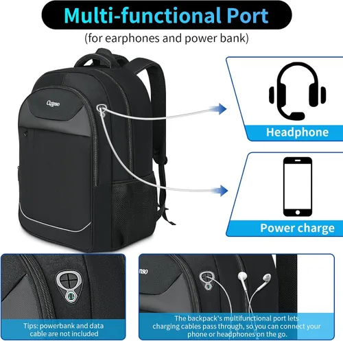 Miniatura 3 de Mochila de viaje antirrobo duradera para hombre con puerto USB y organizador, bolsa de computadora resistente al agua, equipaje de mano para hombre