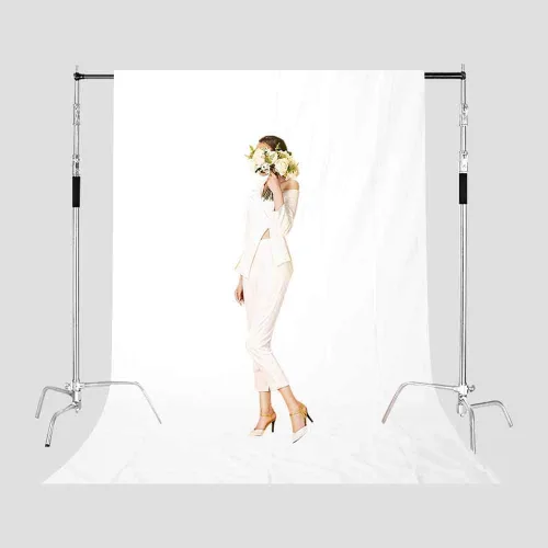 Fondo de fotografía Telón de fondo de tela de poliéster blanco 5x7ft Studio Props Photo Booth telón de fondo MEETSIOY BDLMT1