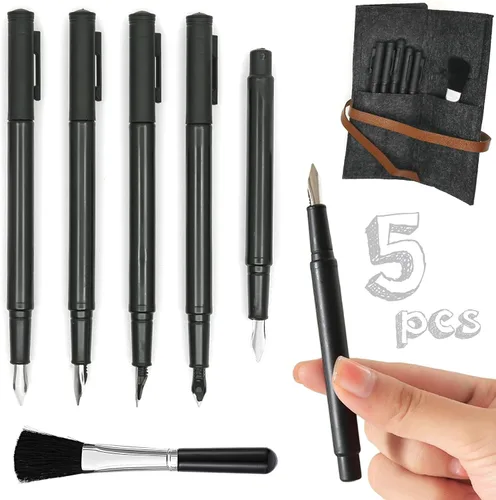 M MUGIT Juego de 5 herramientas de arte para rascar, bolígrafo de pintura de dibujo para rascar, bolígrafo para rascar con forma de pluma