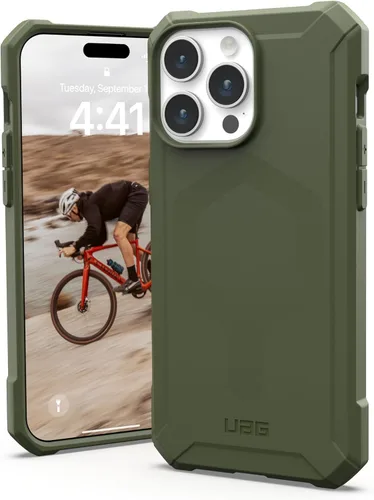 URBAN ARMOR GEAR UAG - Funda compatible con iPhone 15 Pro Max de 6.7 pulgadas, Essential Armor Olive Drab con imán integrado compatible con carga
