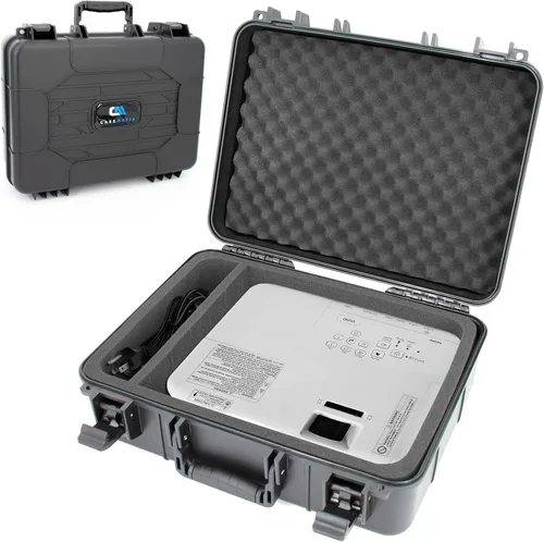 CASEMATIX Funda de viaje para proyector de carcasa rígida compatible con proyectores Epson VS250 SVGA, VS350 XGA, VS355 WXGA con cable HDMI y