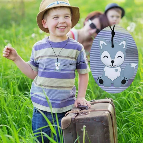 Miniatura 6 de Collares sensoriales masticables para niños, niños y niñas, paquete de 2 juguetes masticables de silicona de zorro para autismo, TDAH, SPD, juguete
