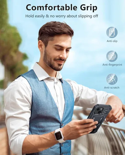 Miniatura 9 de FNTCASE Funda para iPhone 15: para iPhone 14, 13 y 16e, funda militar a prueba de golpes, funda resistente para teléfono celular con soporte y funda
