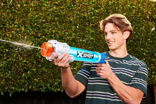 Miniatura 6 de XSHOT Water Warfare - Remojador de tubo pequeño (paquete de 4) por ZURU Super Soaking Pump Action, paquete de fiesta en la piscina, llena hasta 12.8