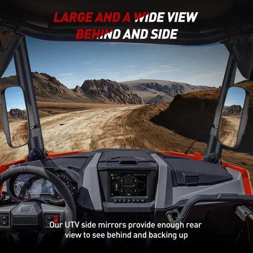 Miniatura 4 de Frokom Espejos laterales UTV, espejos retrovisores universales para jaula antivuelco de 1.6 a 2 pulgadas, Polaris Ranger RZR, Pioneer Can Am