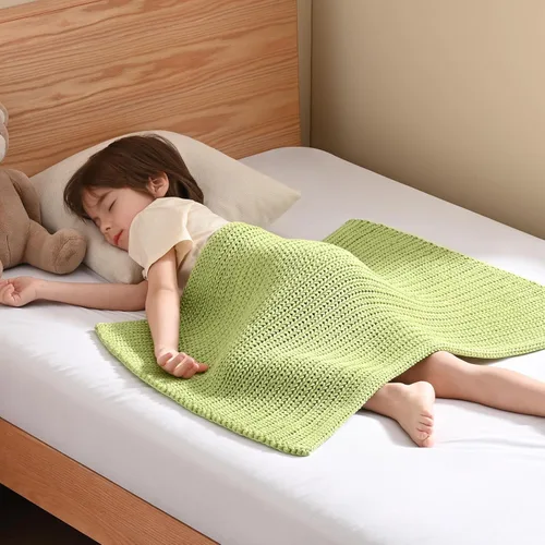 Miniatura 21 de Guohaoi Almohadilla de regazo con peso de punto (beige 20 x 30 pulgadas, 2 libras) sin cuentas, manta con peso refrescante para niños para siesta