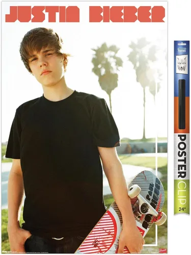 Miniatura 19 de Trends International Justin Bieber - Póster de pared de monopatín, 14.725 x 22.375 pulgadas, versión enmarcada de madera de granero