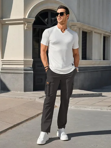 Miniatura 5 de Pantalones cargo casuales para hombre, pantalones de senderismo con cordón, pantalones de entrenamiento tácticos para hombre