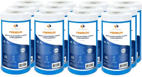 Aquaboon Cartucho de filtro de agua de carbón activado granular de 5 micras de 10 x 4.5 pulgadas, repuesto de filtro de agua para toda la casa,