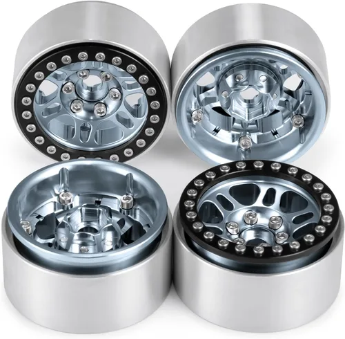 Miniatura 8 de AXSPEED Cubos de rueda de metal Beadlock de 1.9 pulgadas para TRX4 Axial Scx10 1/10 RC Car, paquete de 4 (titanio y negro)