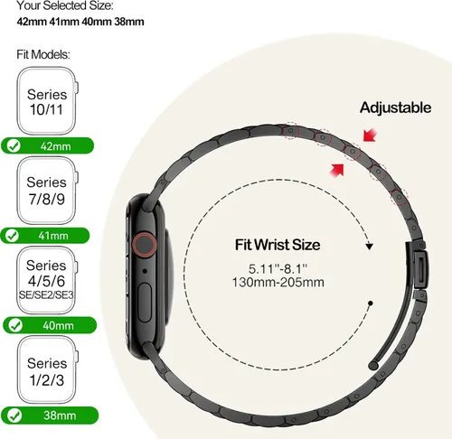Miniatura 4 de WFEAGL Correas delgadas de metal compatibles con Apple Watch de 1.65, 1.57, 1.5, 1.46 pulgadas (Series 11 10) para mujeres, pulseras delgadas